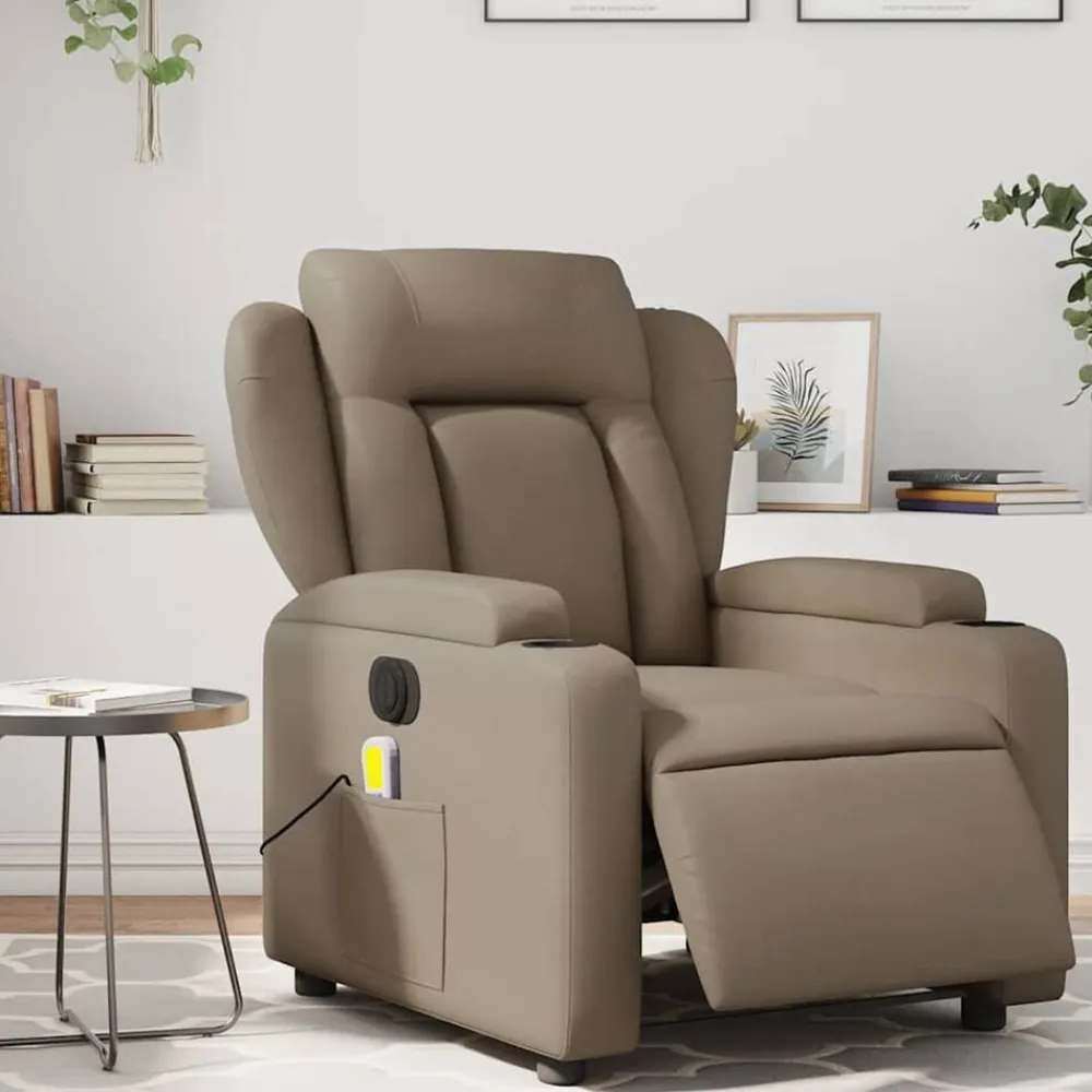 vidaXL Sillas-Sillón reclinable de masaje eléctrico cuero sintético