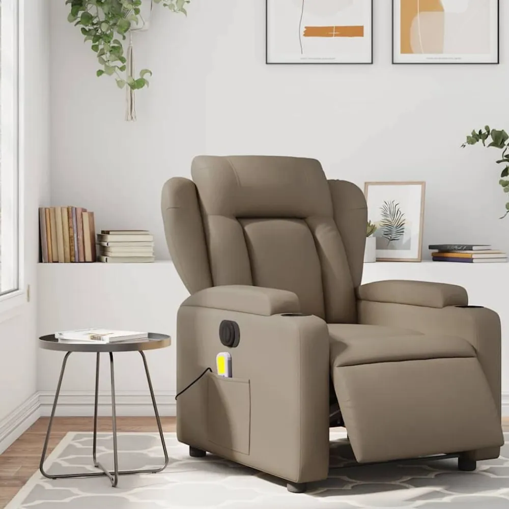vidaXL Sillas-Sillón reclinable de masaje eléctrico cuero sintético