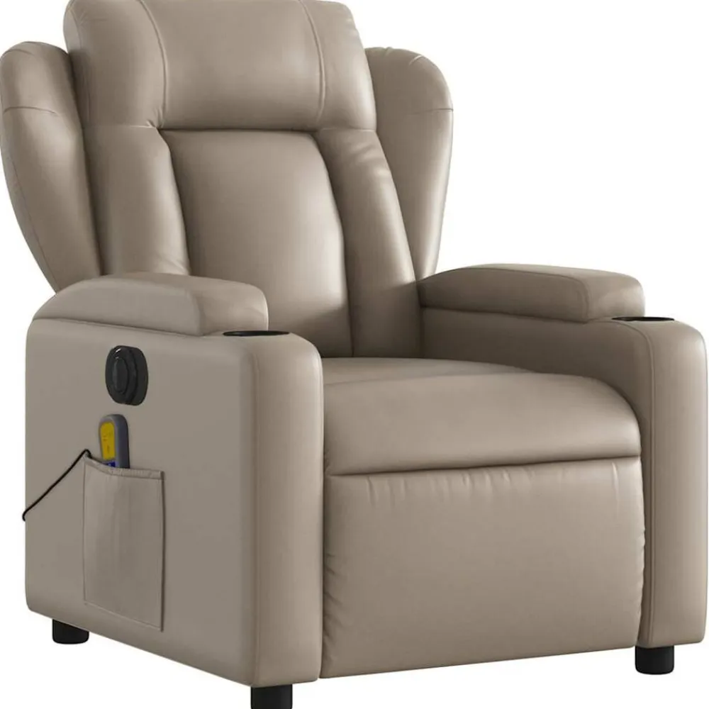 vidaXL Sillas-Sillón reclinable de masaje eléctrico cuero sintético