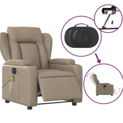 vidaXL Sillas-Sillón reclinable de masaje eléctrico cuero sintético