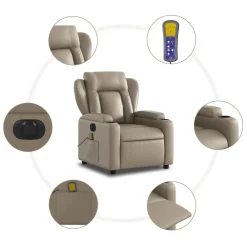 vidaXL Sillas-Sillón reclinable de masaje eléctrico cuero sintético