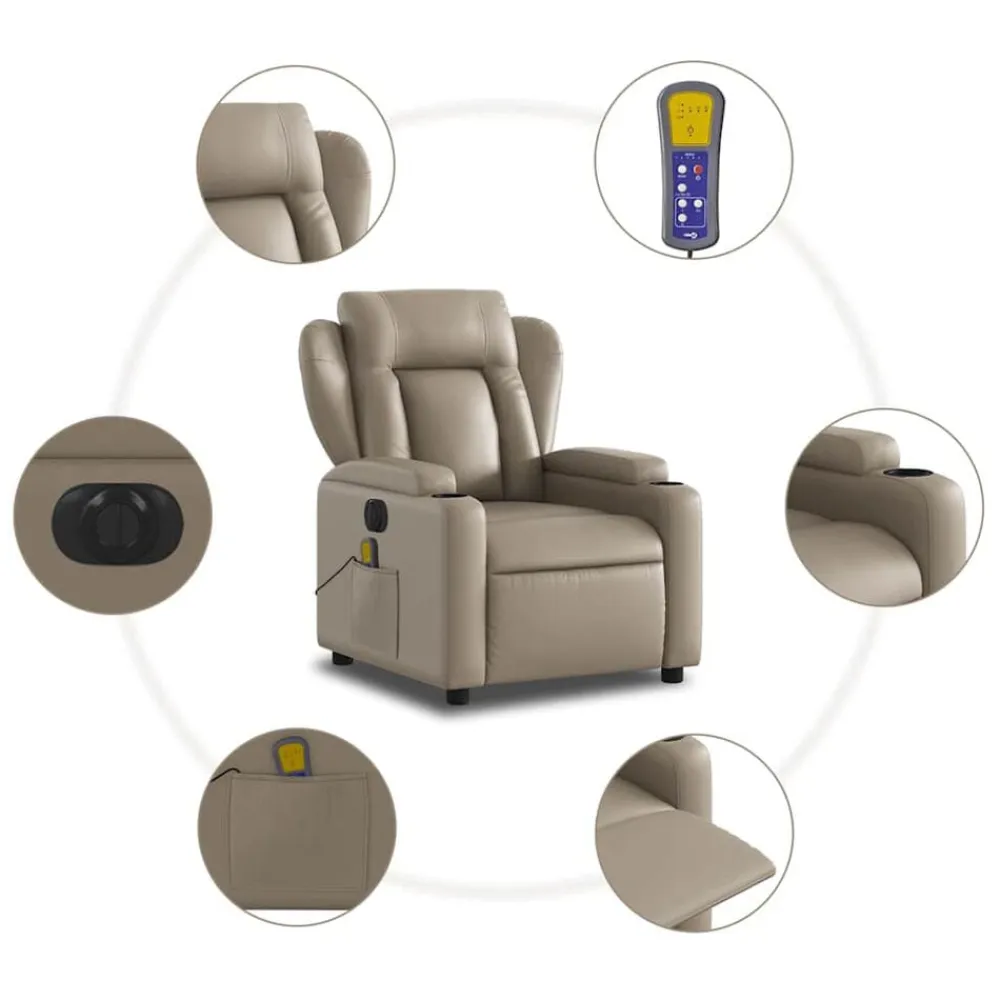 vidaXL Sillas-Sillón reclinable de masaje eléctrico cuero sintético