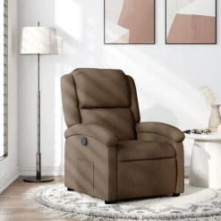 vidaXL Sillón reclinable de tela marrón Marr&oacute;n Sale