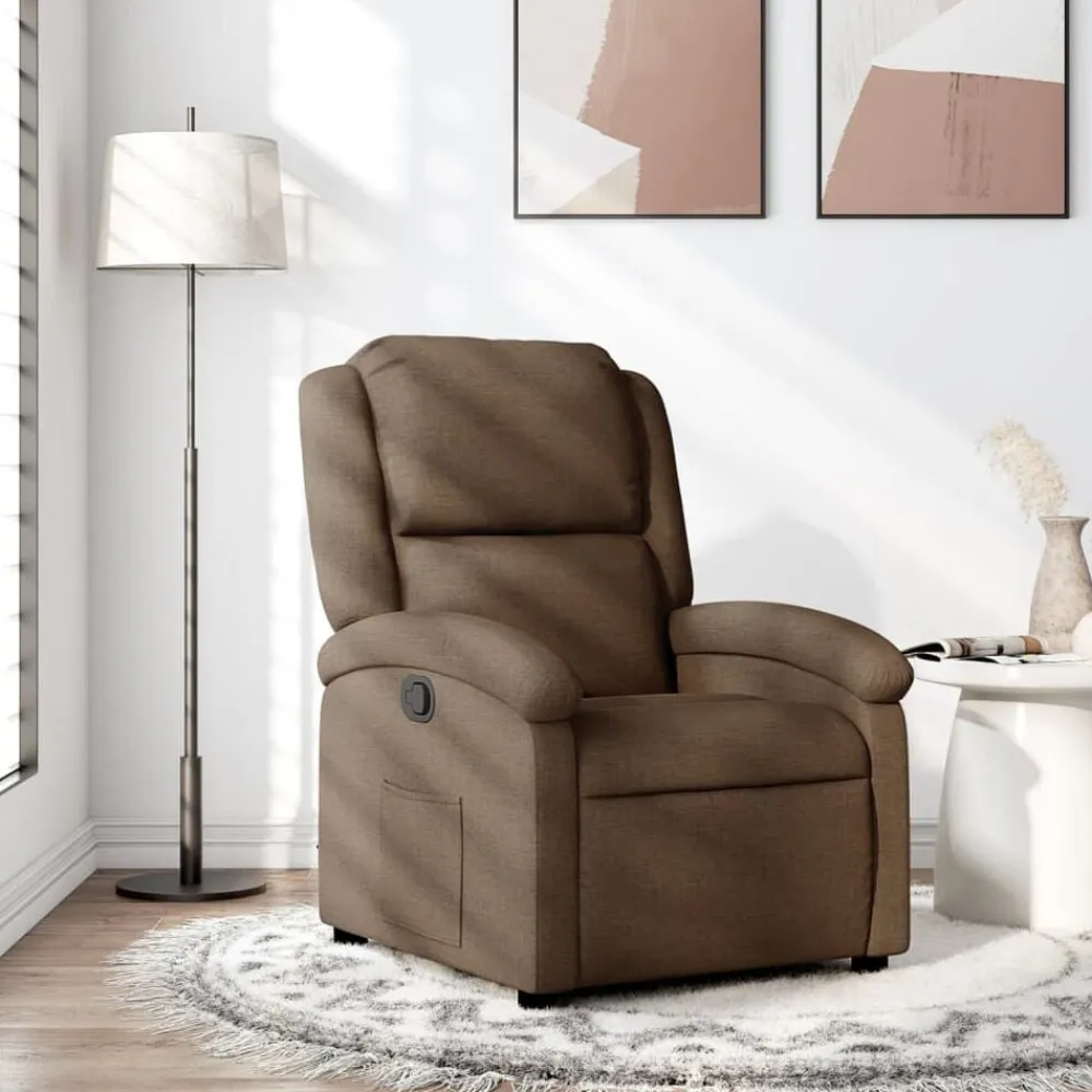 vidaXL Sillón reclinable de tela marrón Marrón Sale