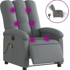 vidaXL Sillas-Sillón reclinable de masaje eléctrico tela