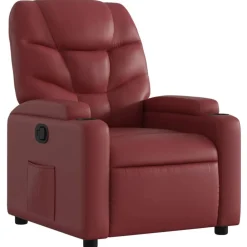 vidaXL Sillas-Sillón reclinable de cuero sintético rojo tinto