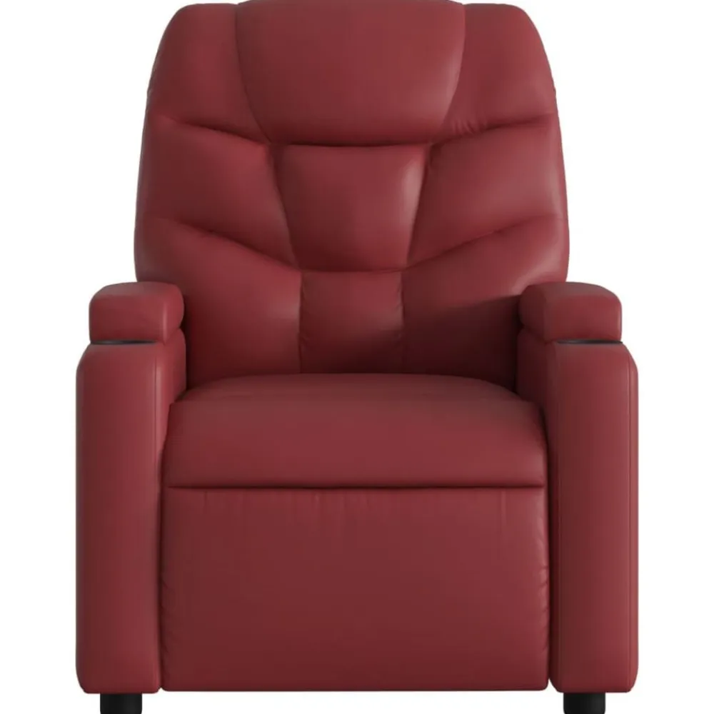 vidaXL Sillas-Sillón reclinable de cuero sintético rojo tinto