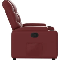 vidaXL Sillas-Sillón reclinable de cuero sintético rojo tinto