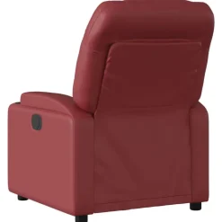 vidaXL Sillas-Sillón reclinable de cuero sintético rojo tinto