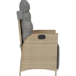 vidaXL Sillón reclinable de jardín con reposapiés ratán PE beige mixto Beige mezcla Sale