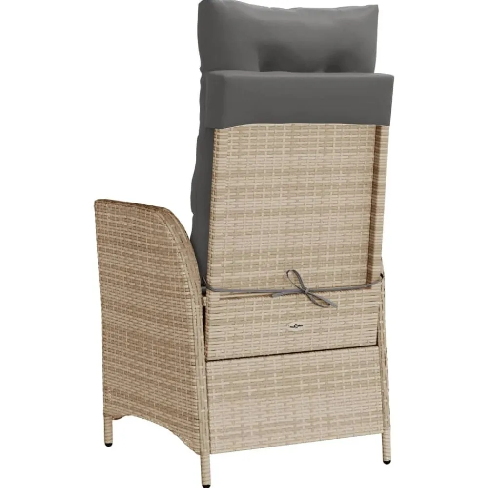 vidaXL Sillón reclinable de jardín con reposapiés ratán PE beige mixto Beige mezcla Sale
