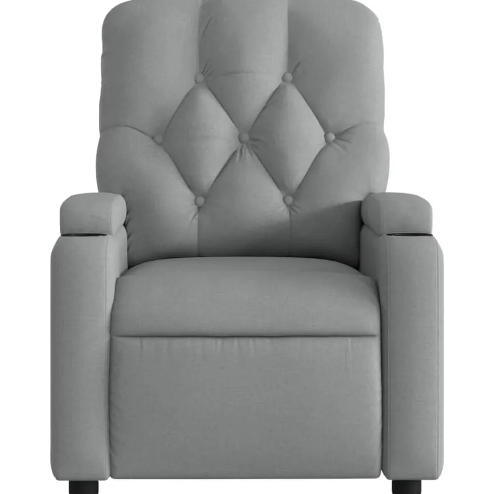 vidaXL Sillón reclinable de masaje eléctrico tela Gris claro New