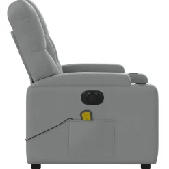 vidaXL Sillón reclinable de masaje eléctrico tela Gris claro New