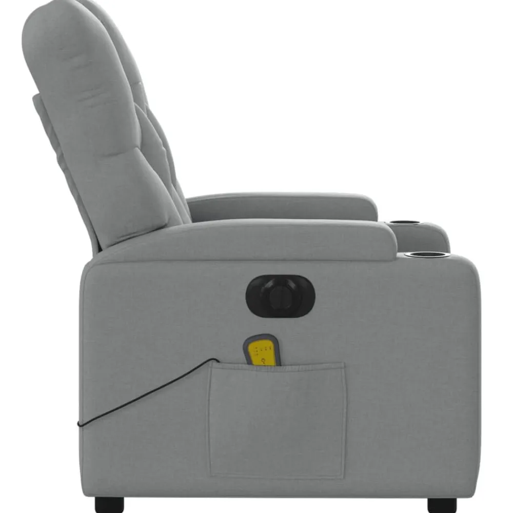 vidaXL Sillón reclinable de masaje eléctrico tela Gris claro New
