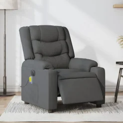 vidaXL Sillón reclinable de masaje eléctrico tela Gris oscuro Online