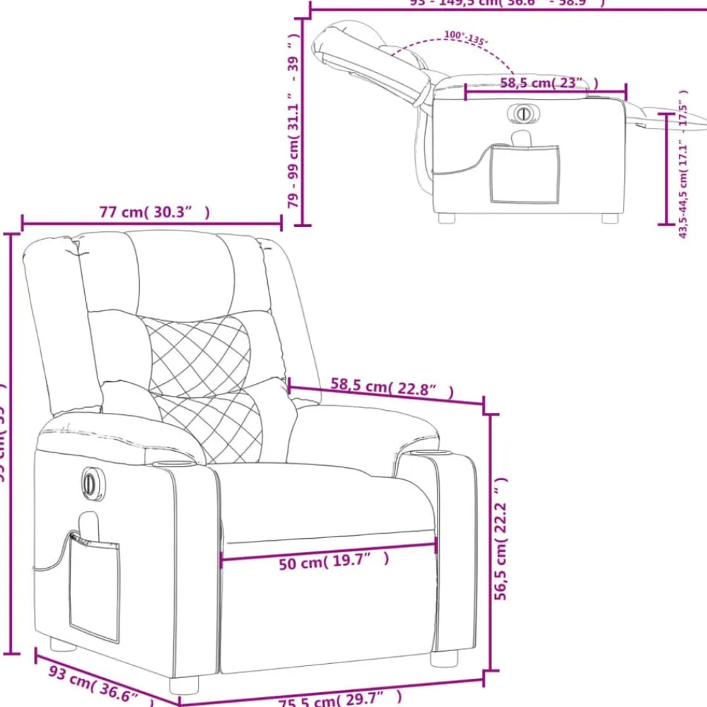 vidaXL Sillón reclinable de masaje eléctrico tela Gris oscuro Online