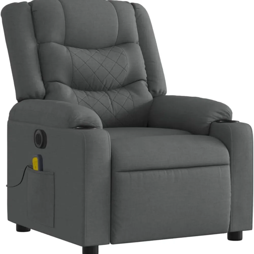 vidaXL Sillón reclinable de masaje eléctrico tela Gris oscuro Online