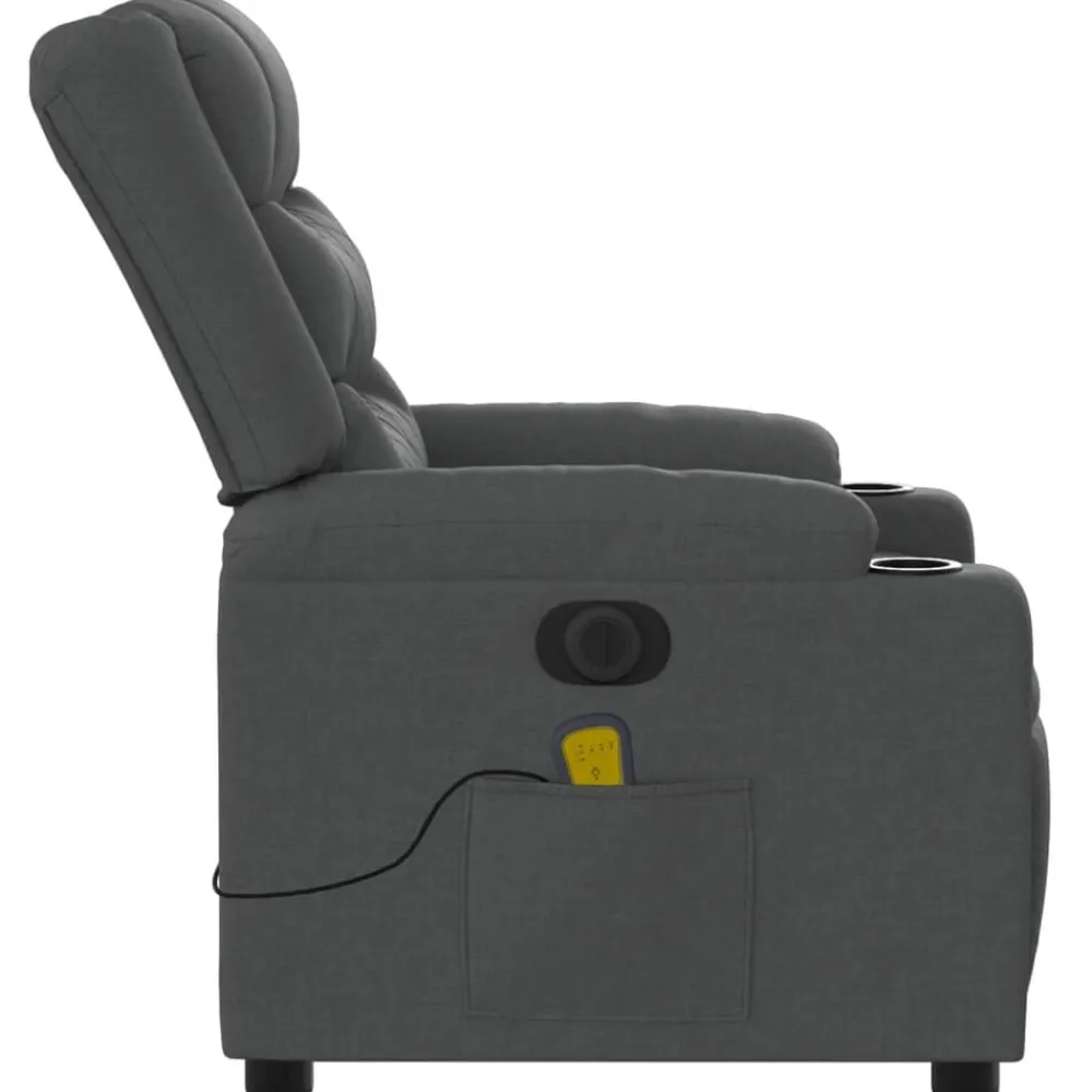 vidaXL Sillón reclinable de masaje eléctrico tela Gris oscuro Online