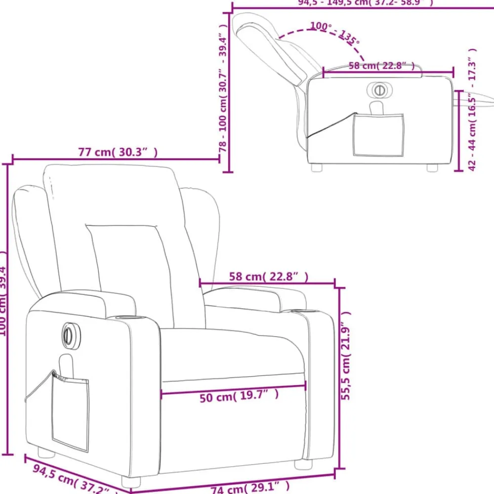 vidaXL Sillón reclinable de masaje eléctrico tela marrón oscuro Marrón oscuro Online