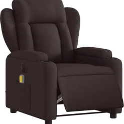 vidaXL Sillón reclinable de masaje eléctrico tela marrón oscuro Marrón oscuro Online