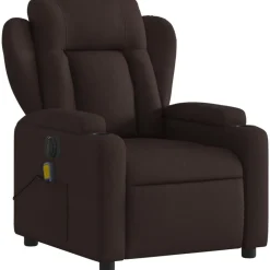 vidaXL Sillón reclinable de masaje eléctrico tela marrón oscuro Marrón oscuro Online