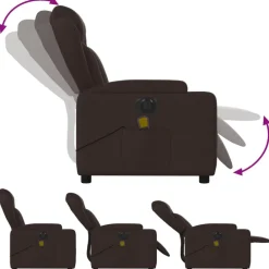 vidaXL Sillón reclinable de masaje eléctrico tela marrón oscuro Marrón oscuro Online