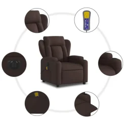 vidaXL Sillón reclinable de masaje eléctrico tela marrón oscuro Marrón oscuro Online