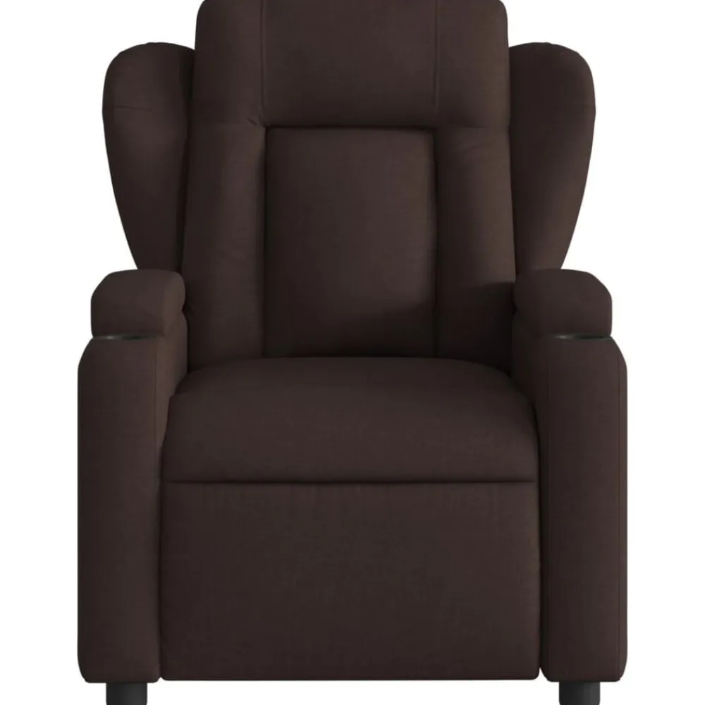 vidaXL Sillón reclinable de masaje eléctrico tela marrón oscuro Marrón oscuro Online