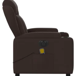 vidaXL Sillón reclinable de masaje eléctrico tela marrón oscuro Marrón oscuro Online