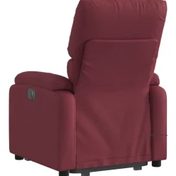 vidaXL Sillón reclinable de masaje elevable tela rojo tinto Rojo vino tinto Clearance