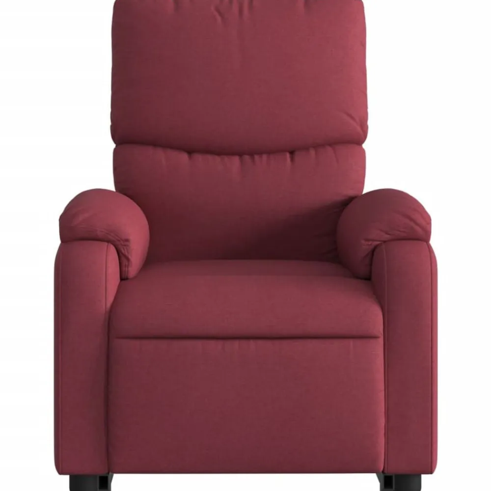 vidaXL Sillón reclinable de masaje elevable tela rojo tinto Rojo vino tinto Clearance