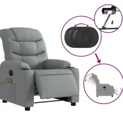 vidaXL Sillas-Sillón reclinable de masaje eléctrico tela