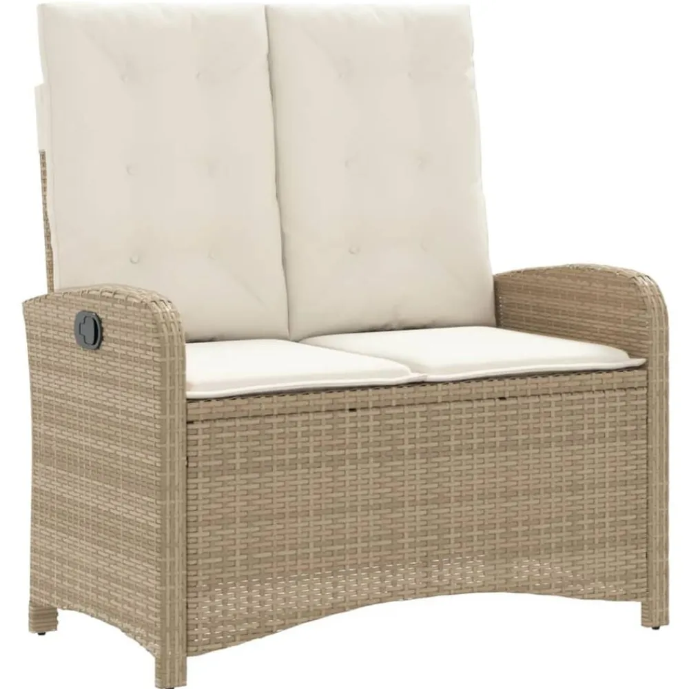 vidaXL Muebles De Jardín-Sillón reclinable de jardín con cojines ratán sintético beige