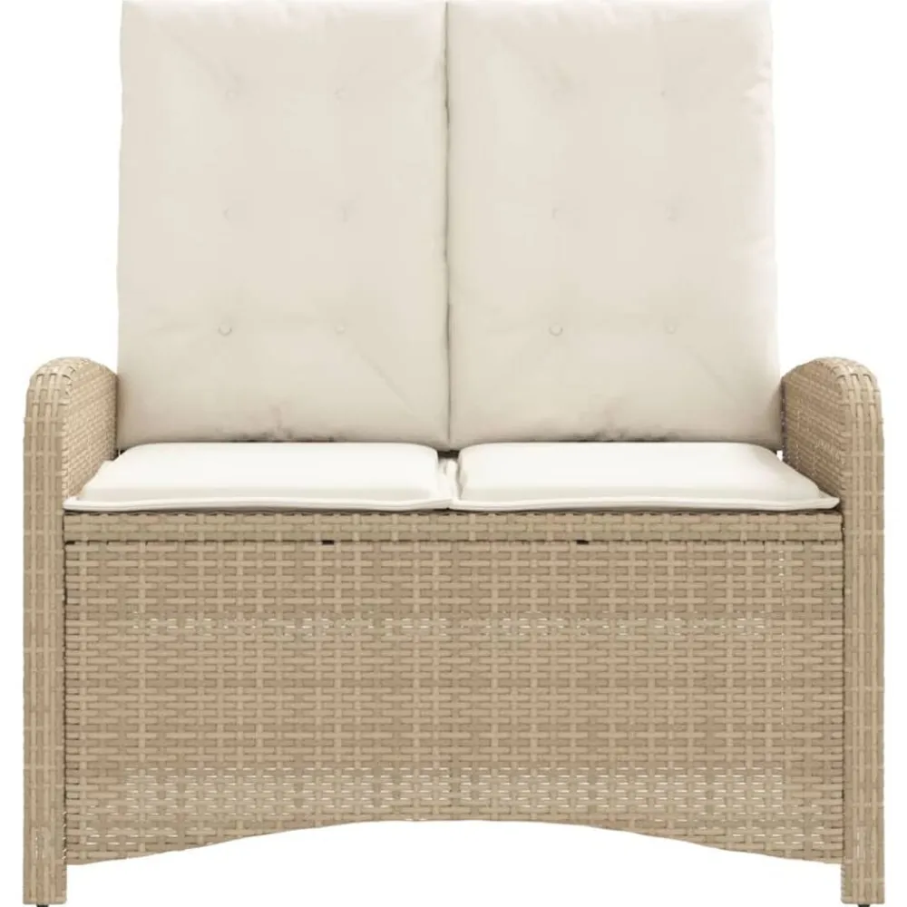 vidaXL Muebles De Jardín-Sillón reclinable de jardín con cojines ratán sintético beige