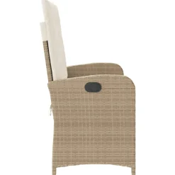 vidaXL Muebles De Jardín-Sillón reclinable de jardín con cojines ratán sintético beige