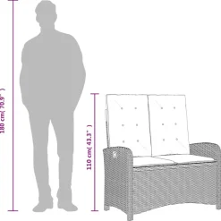 vidaXL Muebles De Jardín-Sillón reclinable de jardín con cojines ratán sintético beige