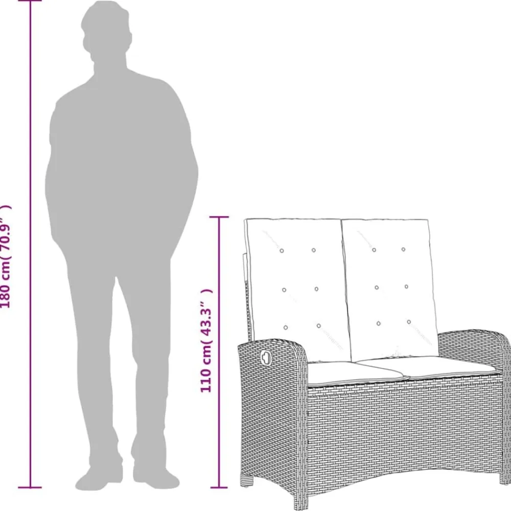 vidaXL Muebles De Jardín-Sillón reclinable de jardín con cojines ratán sintético beige