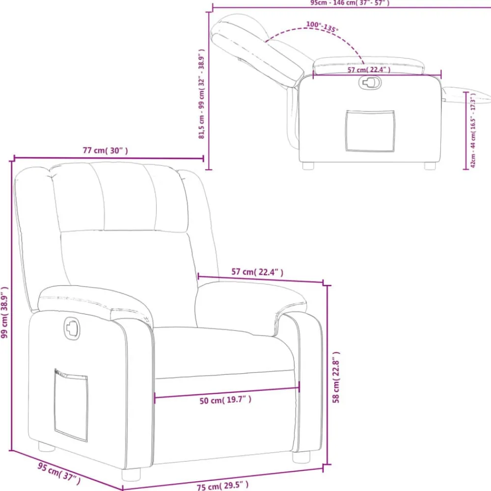 vidaXL Sillas-Sillón reclinable de tela