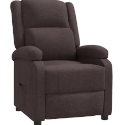vidaXL Sillas-Sillón reclinable de tela marrón oscuro