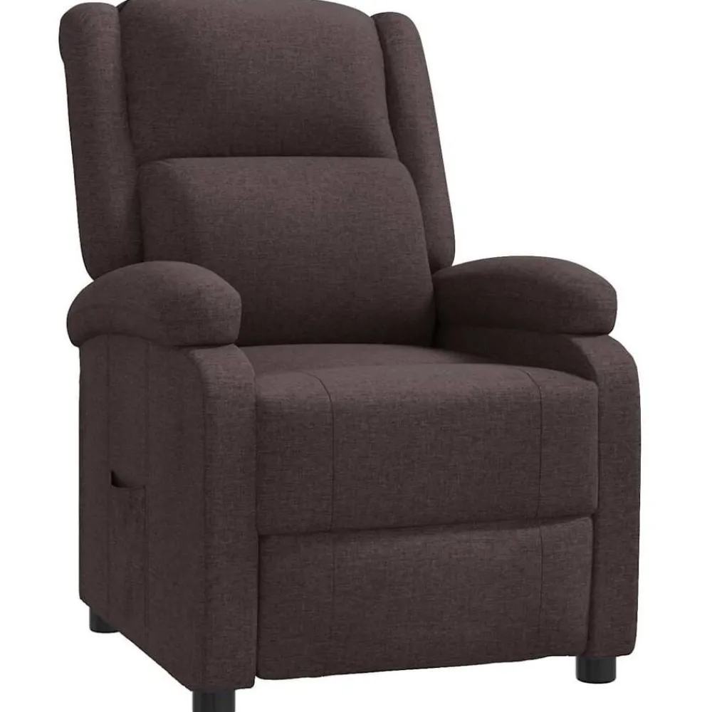 vidaXL Sillas-Sillón reclinable de tela marrón oscuro