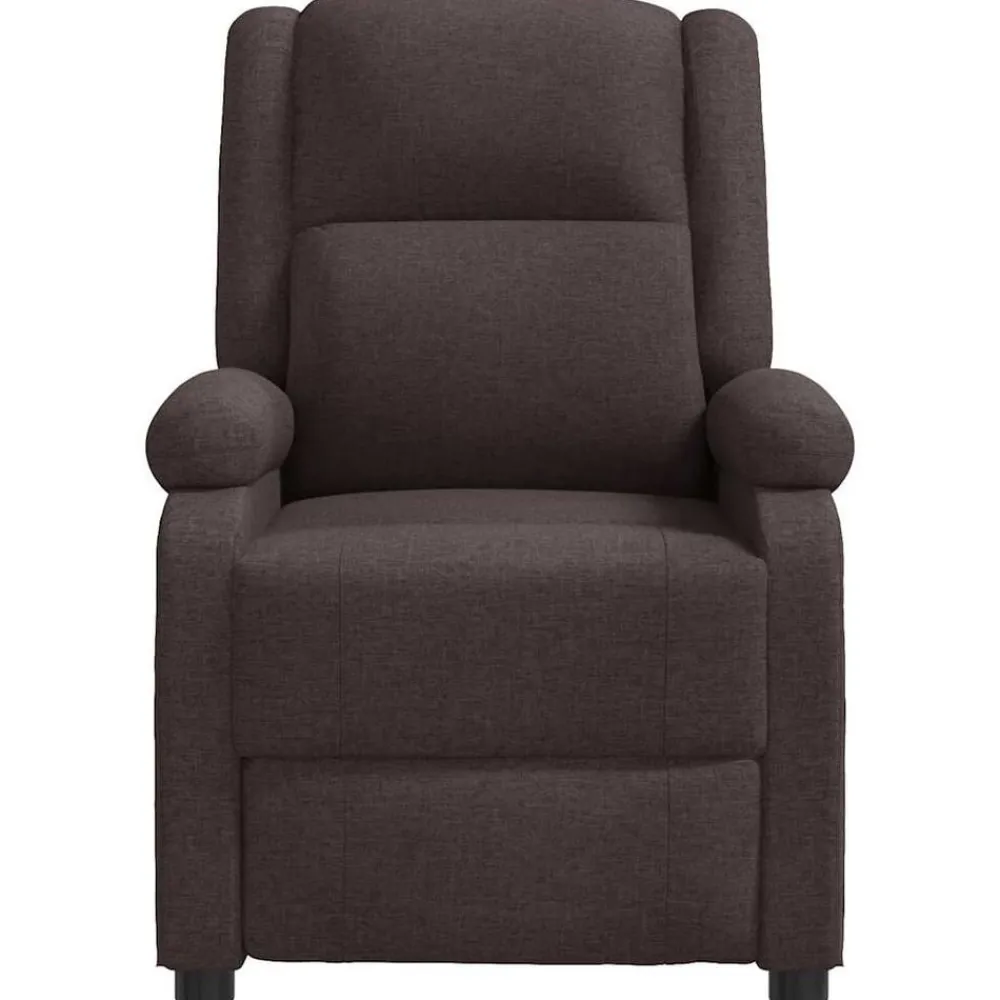 vidaXL Sillas-Sillón reclinable de tela marrón oscuro