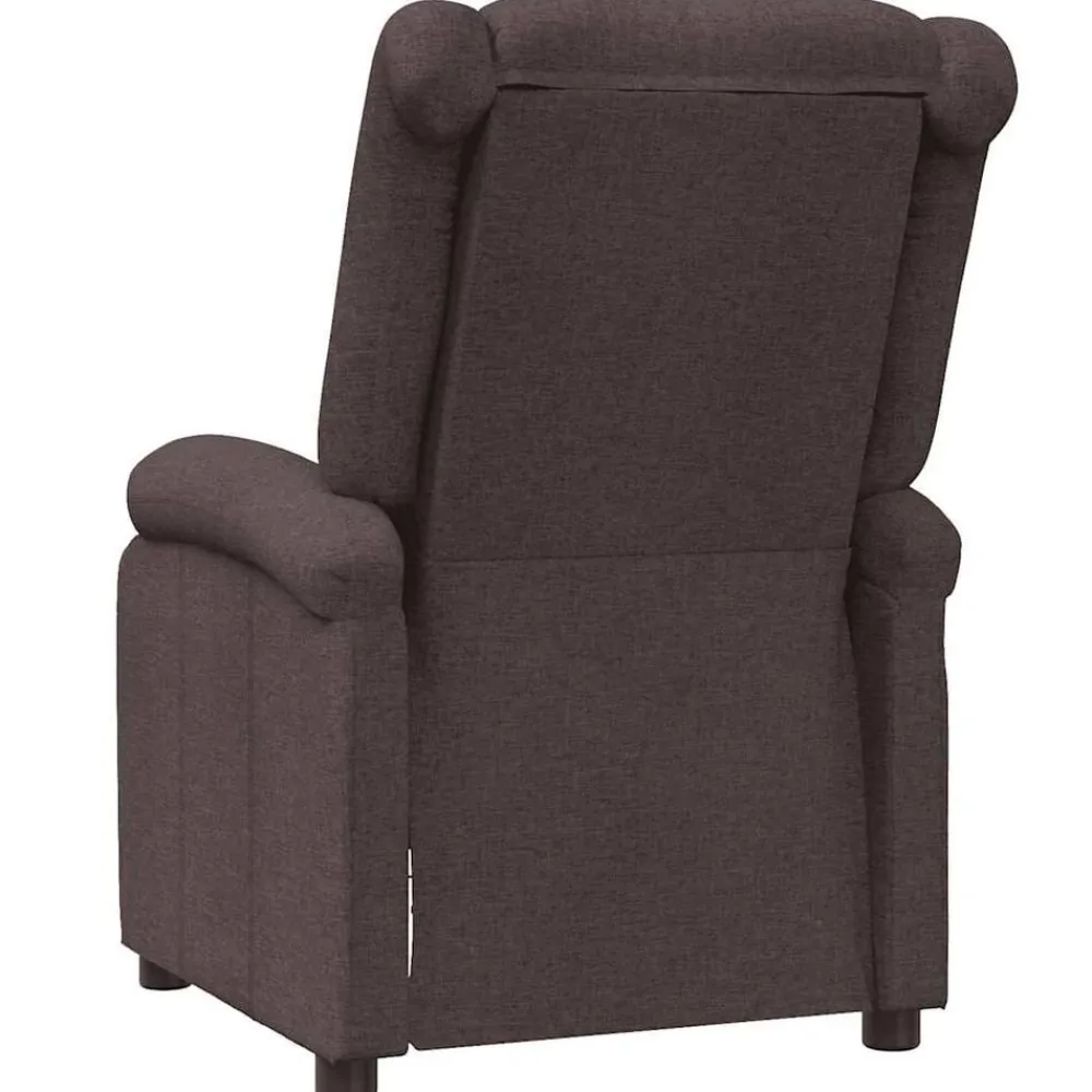 vidaXL Sillas-Sillón reclinable de tela marrón oscuro