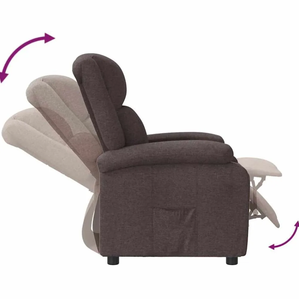 vidaXL Sillas-Sillón reclinable de tela marrón oscuro
