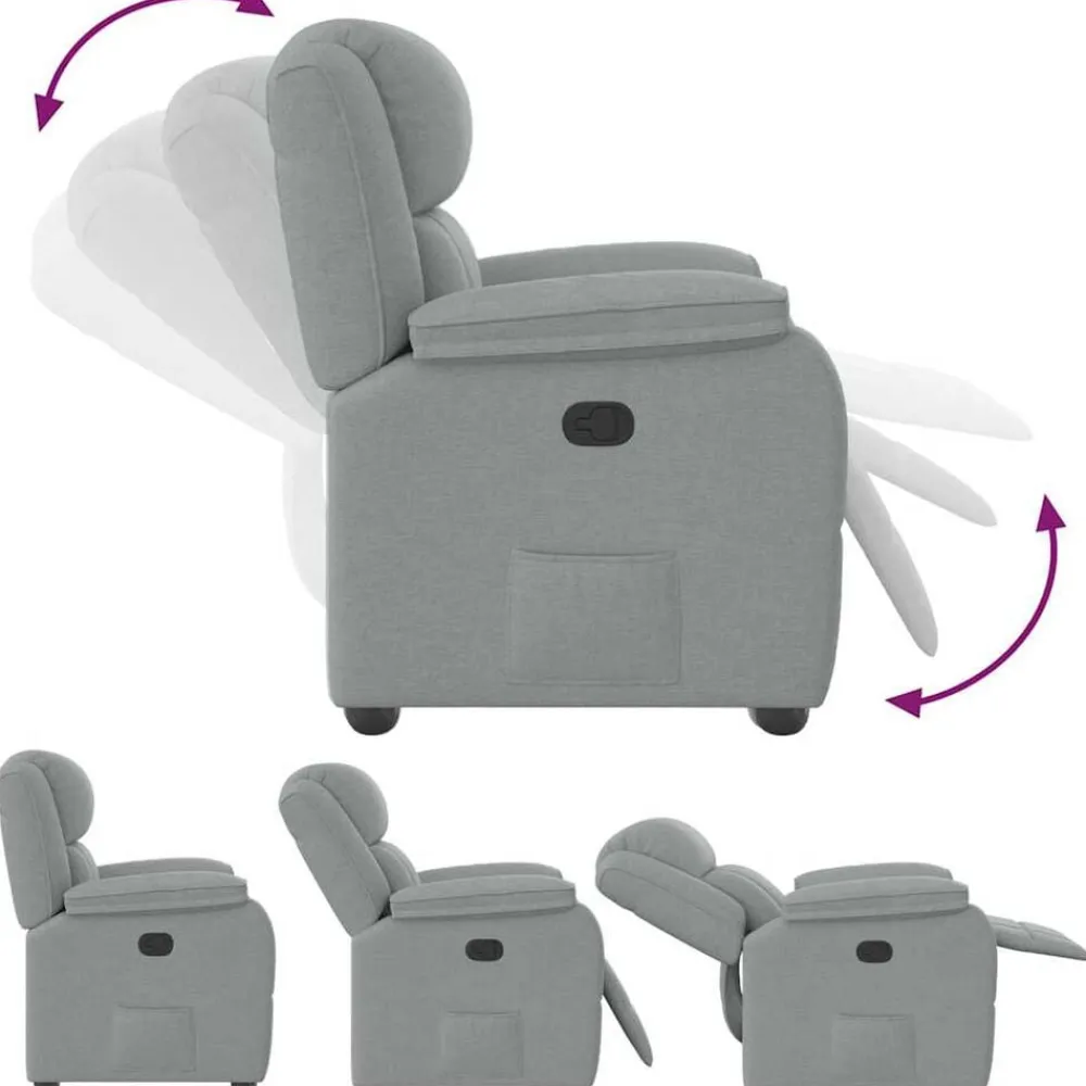 vidaXL Sillón reclinable de tela Gris claro Best