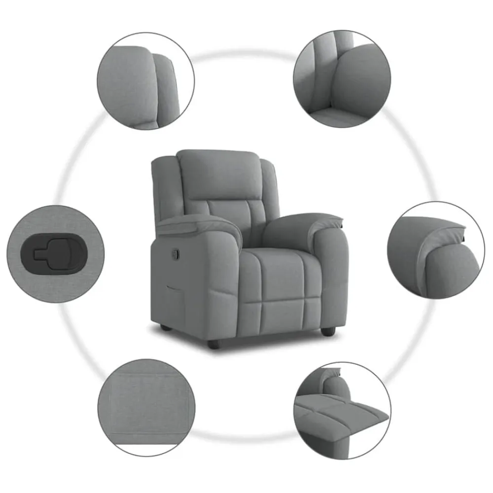 vidaXL Sillón reclinable de tela Gris claro Best