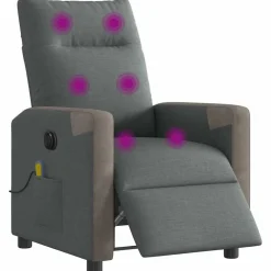 vidaXL Sillón reclinable de masaje eléctrico tela Gris oscuro Discount