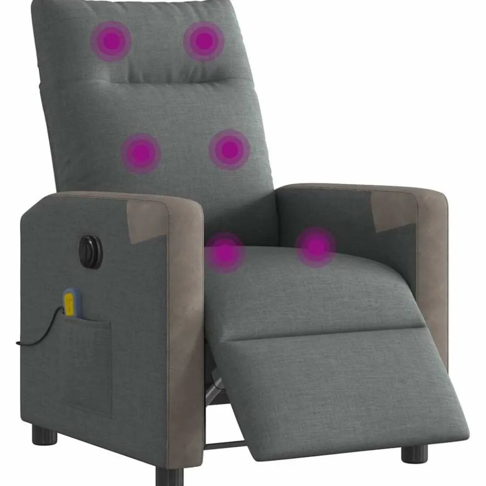 vidaXL Sillón reclinable de masaje eléctrico tela Gris oscuro Discount