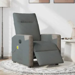 vidaXL Sillón reclinable de masaje eléctrico tela Gris oscuro Discount