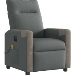 vidaXL Sillón reclinable de masaje eléctrico tela Gris oscuro Discount
