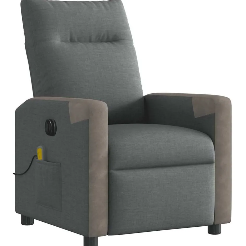 vidaXL Sillón reclinable de masaje eléctrico tela Gris oscuro Discount